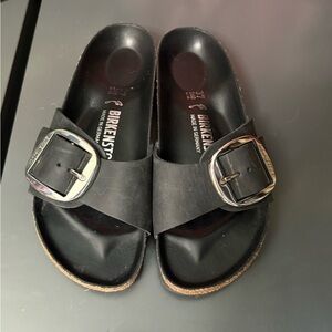 Birkenstock Madrid Oversized Buckle Slide - Sandel Black with Silver Buckle